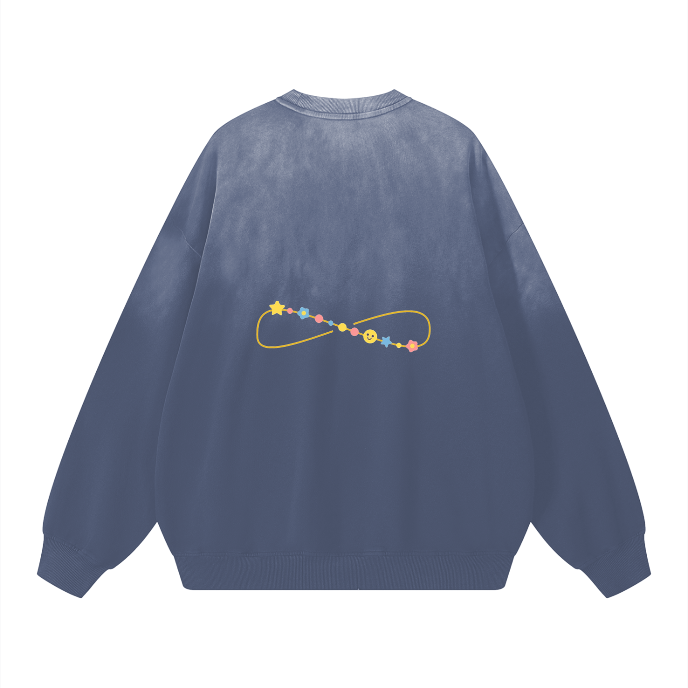 Effortless Athleisure Pure Cotton Handcrafted Monkey Wash Drop-Shoulder Sweatshirt